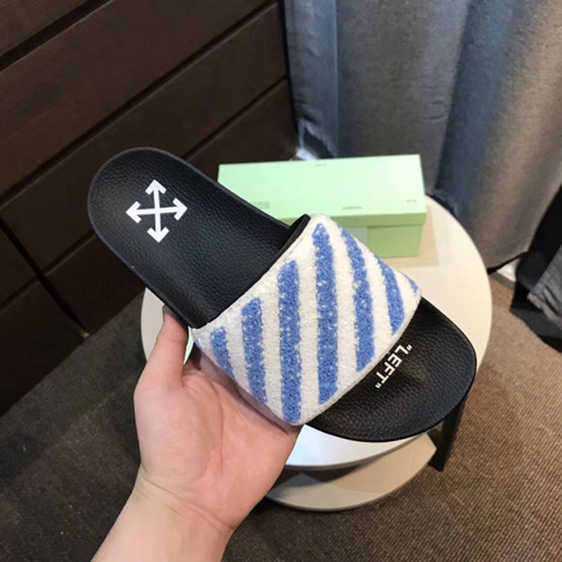 Off-White BlueWhite Flyknit Sliders