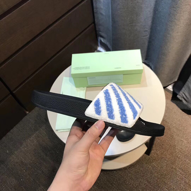 Off-White BlueWhite Flyknit Sliders