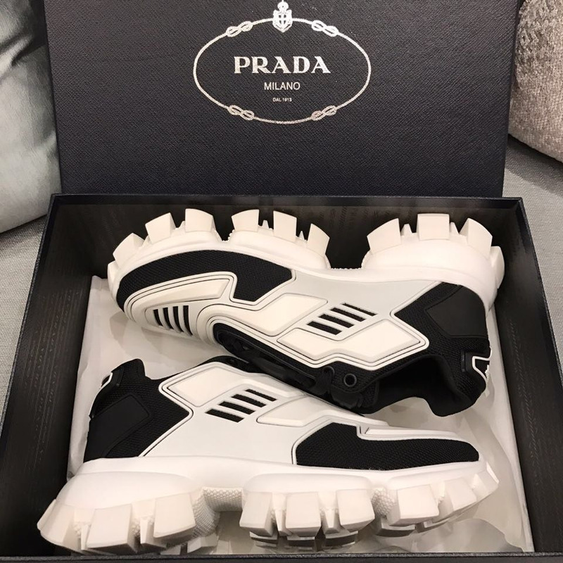 Pra*a cloudbust thunder knit sneakers in black/white