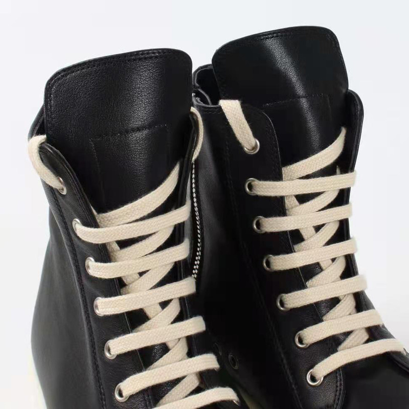 Rick Owens Black Leather High Top Sneakers