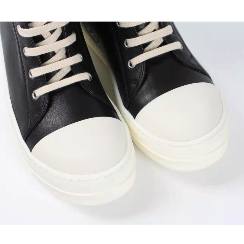 Rick Owens Black Leather High Top Sneakers