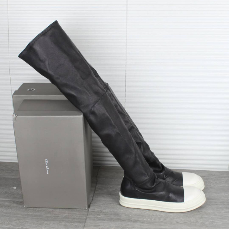 Rick Owens Black & White Stocking Thigh-High Boots Women