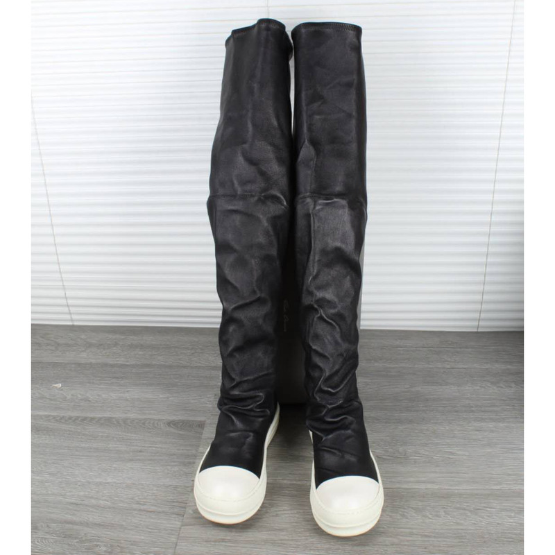 Rick Owens Black & White Stocking Thigh-High Boots Women