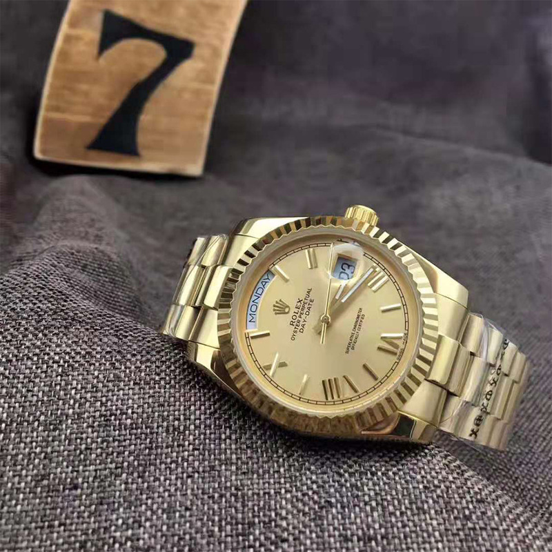 High Quality Rolex Gold Watch with Roman Dial