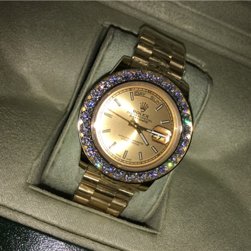 High Quality Rolex Day Date II President Yellow Gold Custom Diamond Watch