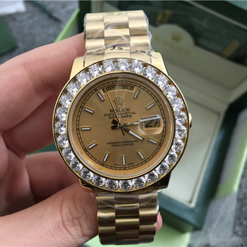 High Quality Rolex Day Date II President Yellow Gold Custom Diamond Watch