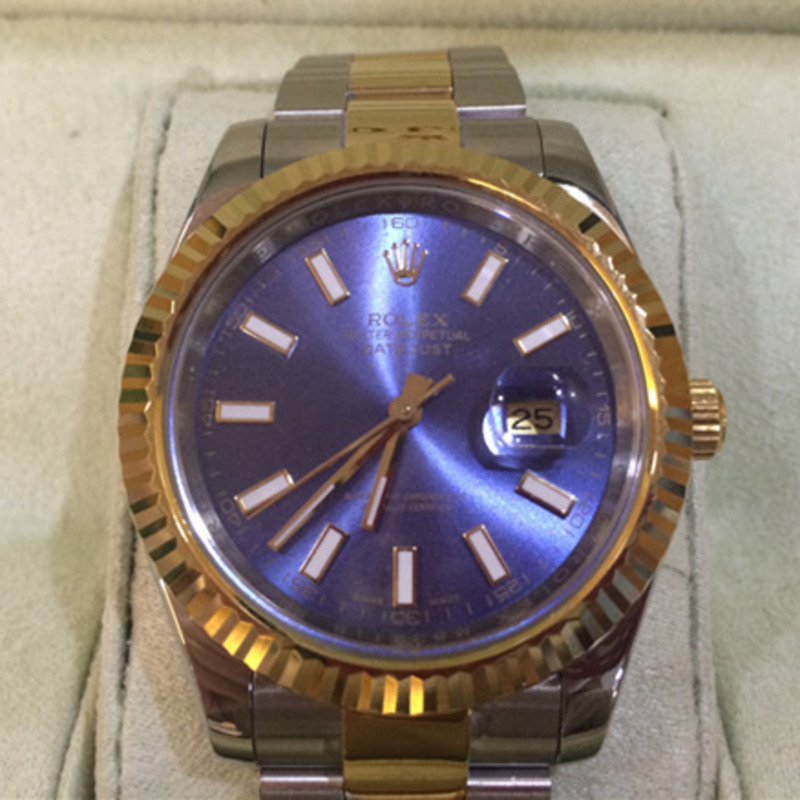 High Quality Rolex Two Color Gold Datejust Purple Dial Wristwatch