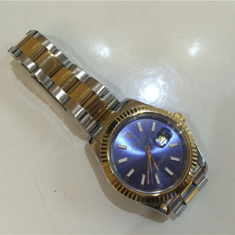 High Quality Rolex Two Color Gold Datejust Purple Dial Wristwatch