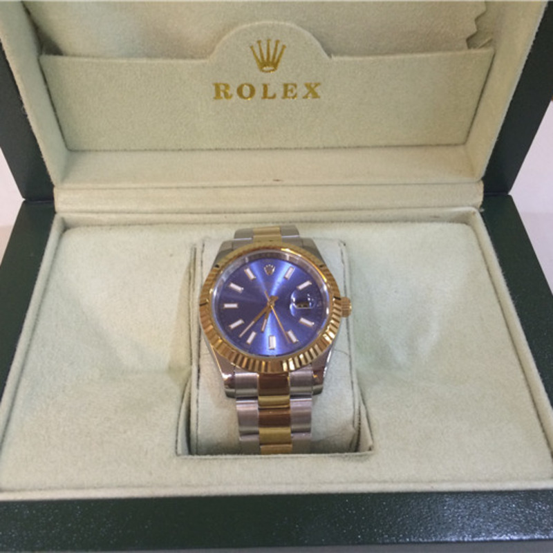 High Quality Rolex Two Color Gold Datejust Purple Dial Wristwatch