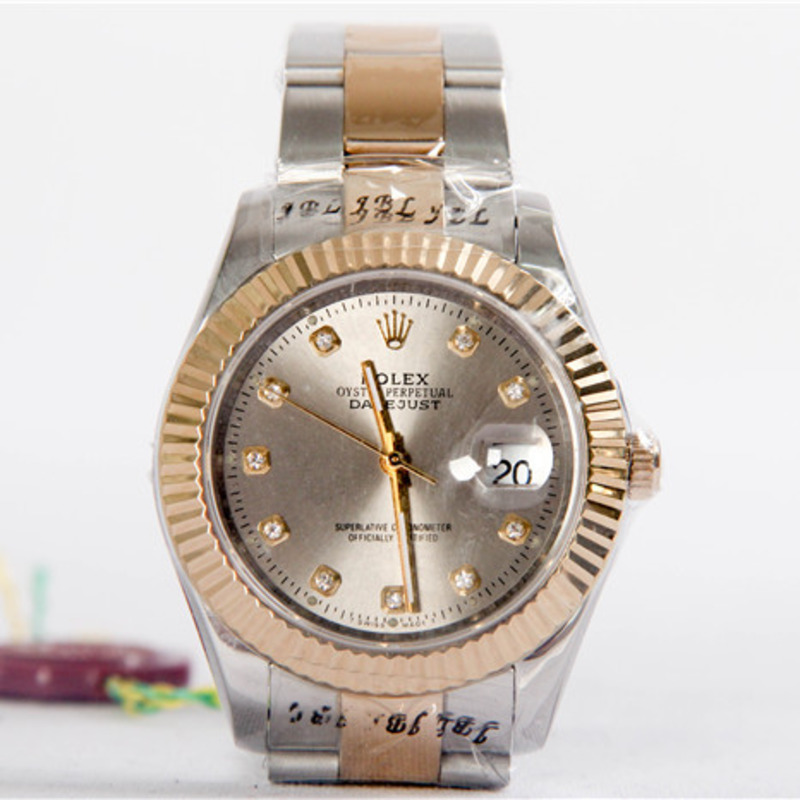 High Quality Rolex Two Color Gold Datejust Coral Diamond Dial Wristwatch Ref 179173