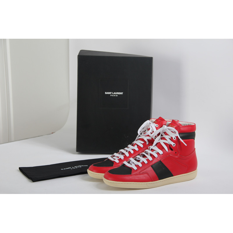 Limited Version Red Leather High-Top Sneakers?With  White Inner