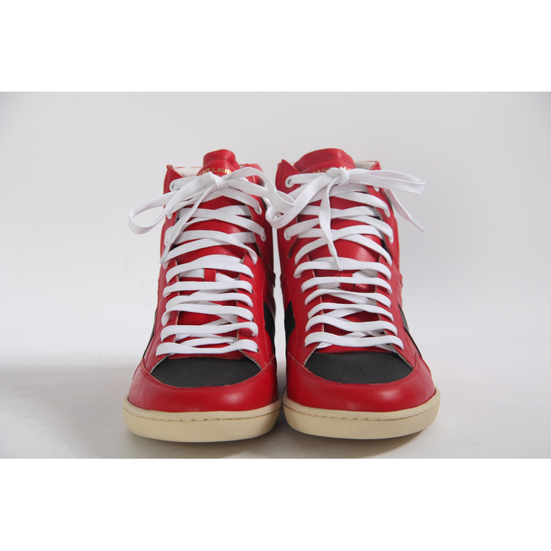 Limited Version Red Leather High-Top Sneakers?With  White Inner