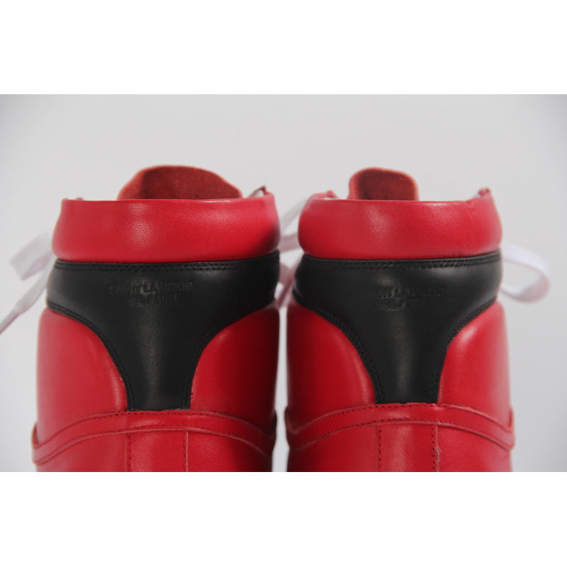 Limited Version Red Leather High-Top Sneakers?With  White Inner