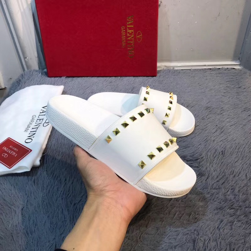 Valentino Rockstud  Rubber Sandal(White)