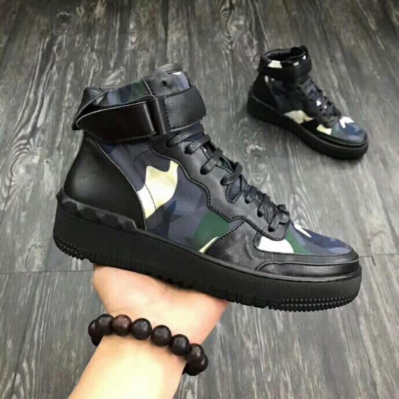 Valentino Garavani High-Top Camouflage Sneaker(Black)