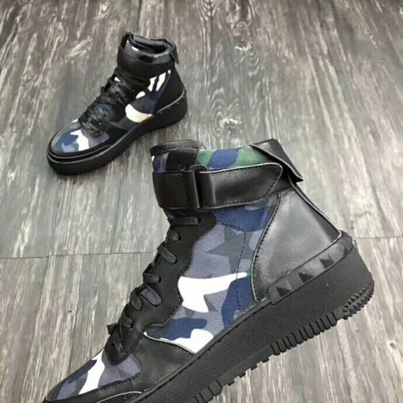 Valentino Garavani High-Top Camouflage Sneaker(Black)