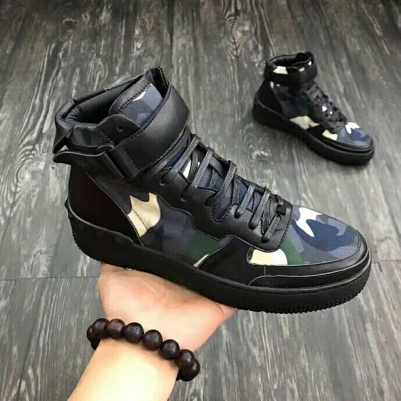 Valentino Garavani High-Top Camouflage Sneaker(Black)