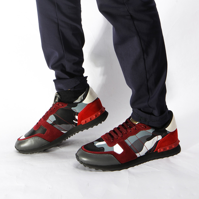 Valentino Camouflage Rockrunner Trainer(Red&White)