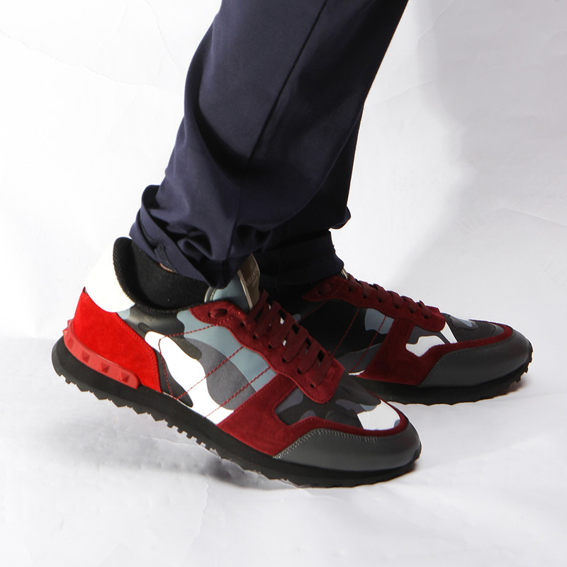 Valentino Camouflage Rockrunner Trainer(Red&White)