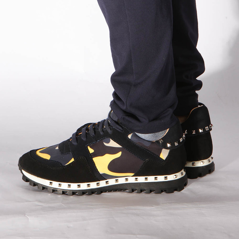 Valentino Garavani Camouflage Sneaker in Nylon and Suede(Yellow)