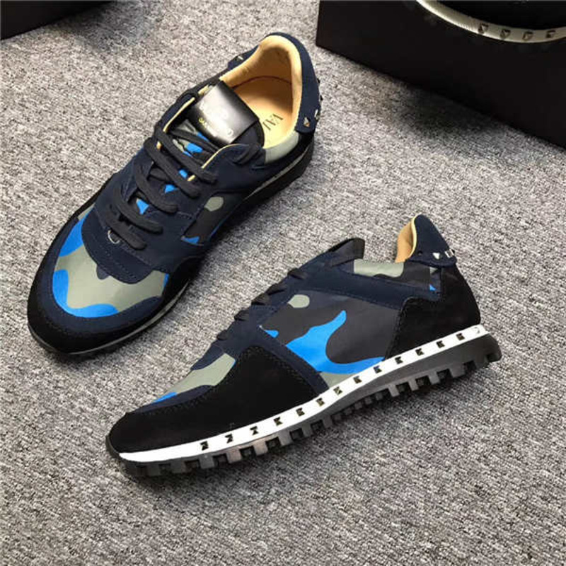 Valentino Garavani Camouflage Sneaker in Nylon and Suede