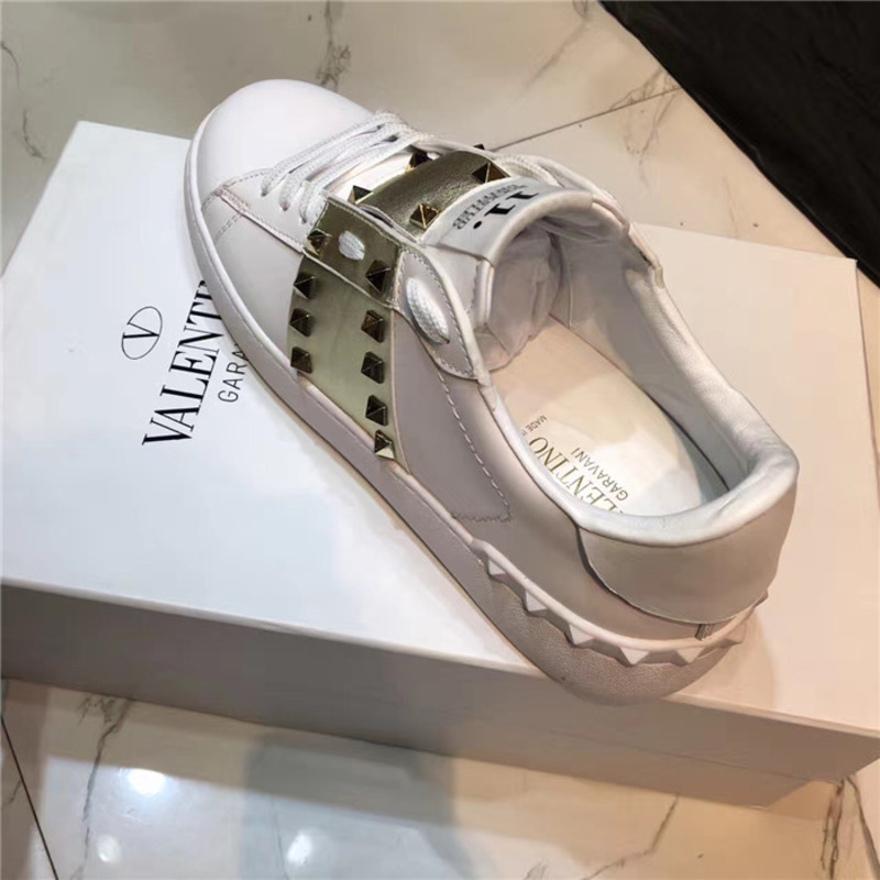 Valentino White Sneakers With Golden Stripe