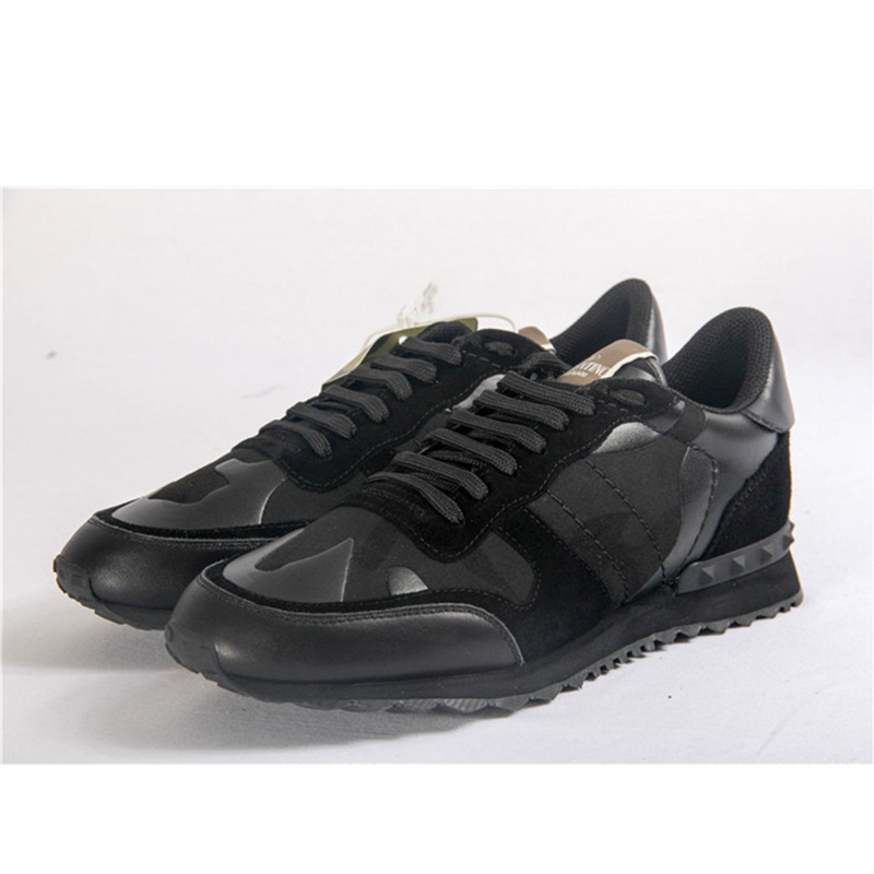 Valentino Rockrunner Black Leather and Suede Trainers Sneakers