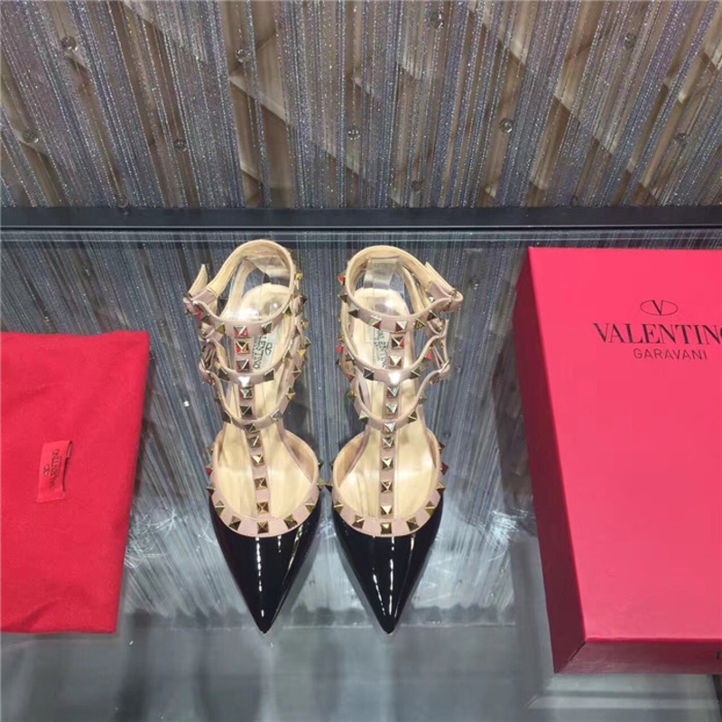 Valentino Rockstud Patent Leather Kitten Heel Pumps Women