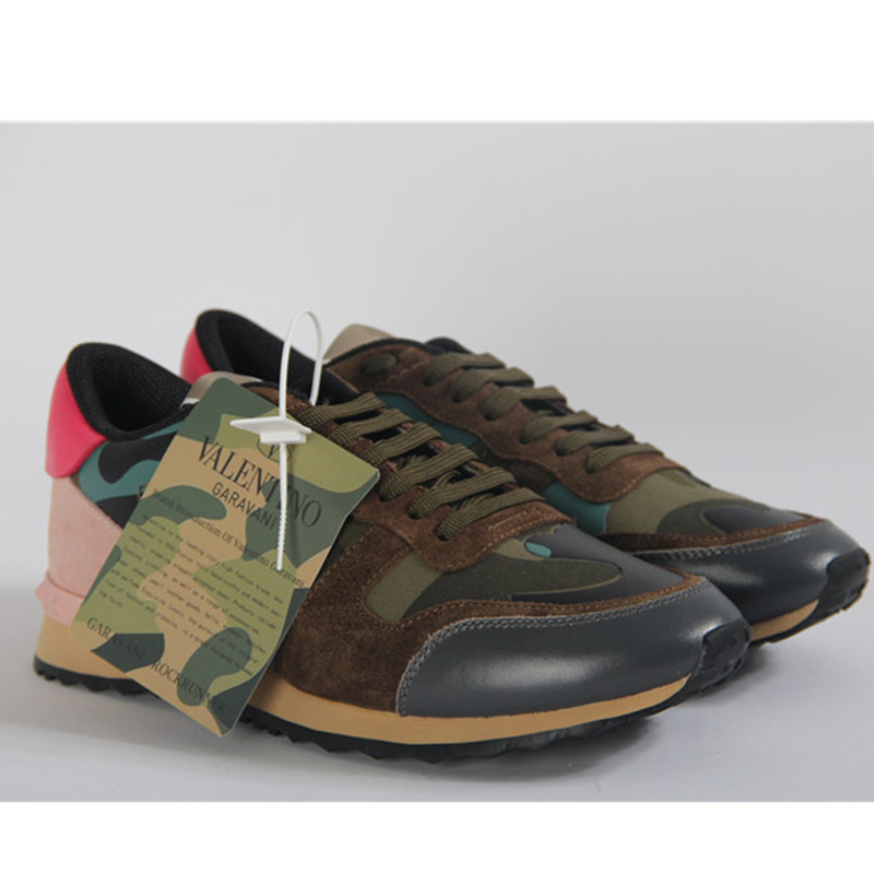 Valentino Brown Camouflage Rockrunner Sneakers