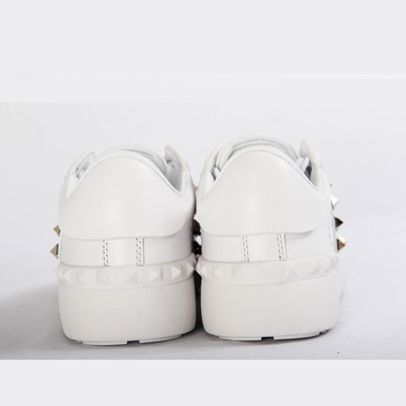 Valentino White Rockstud Untitled Leather Sneakers