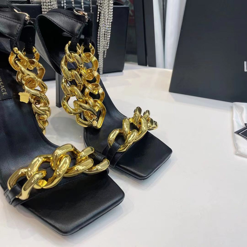 Versace MEDUSA CHAIN NAPPA LEATHER SANDALS(9.5cm)