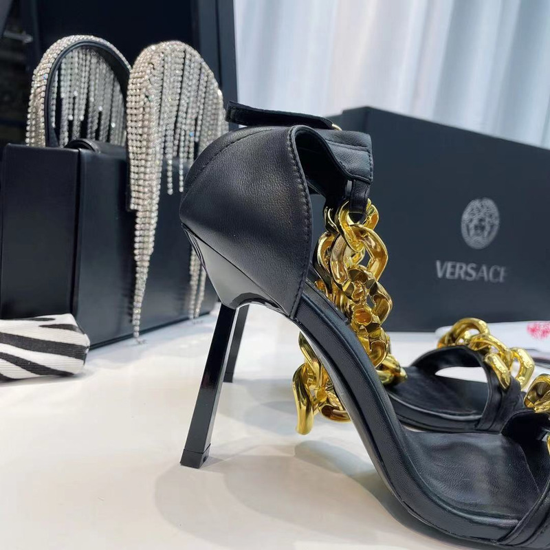 Versace MEDUSA CHAIN NAPPA LEATHER SANDALS(9.5cm)