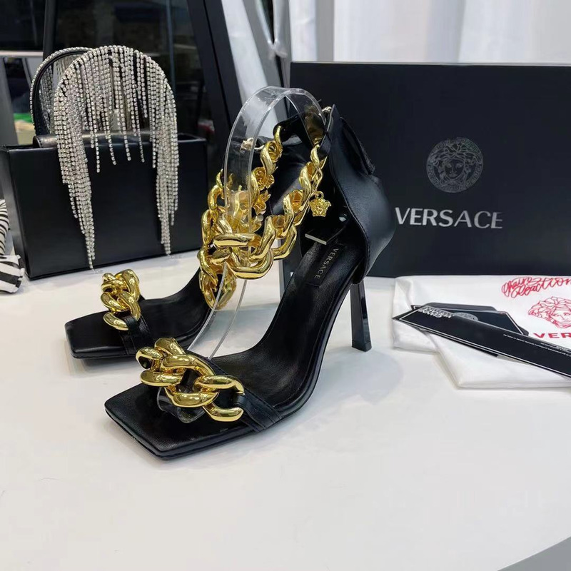 Versace MEDUSA CHAIN NAPPA LEATHER SANDALS(9.5cm)