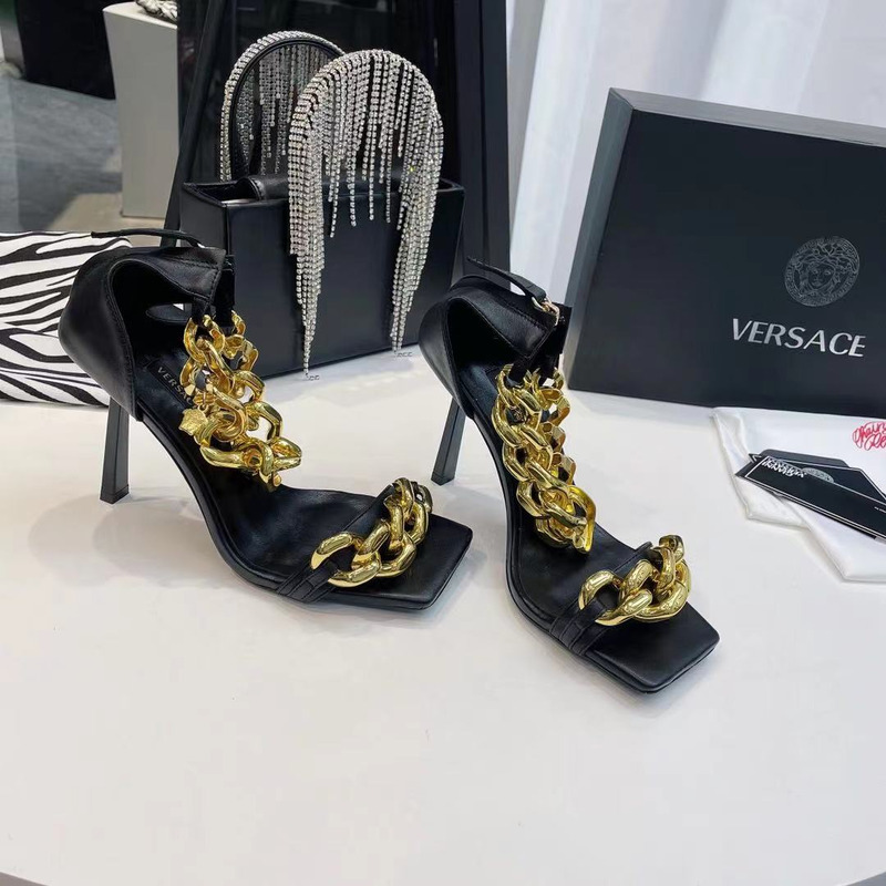 Versace MEDUSA CHAIN NAPPA LEATHER SANDALS(9.5cm)