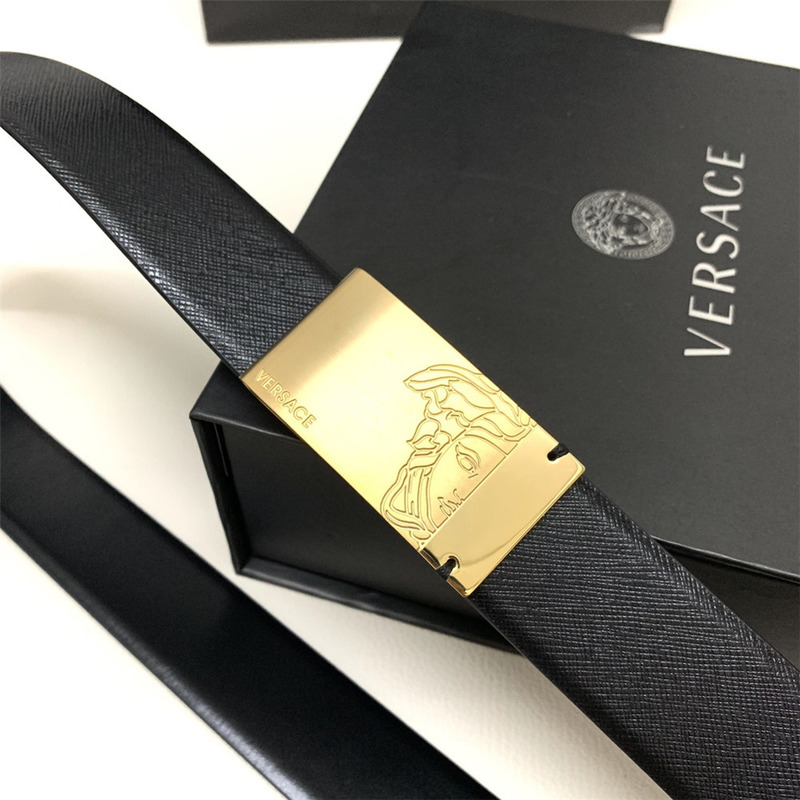 Versace 35MM Black Leather Belt (Men)