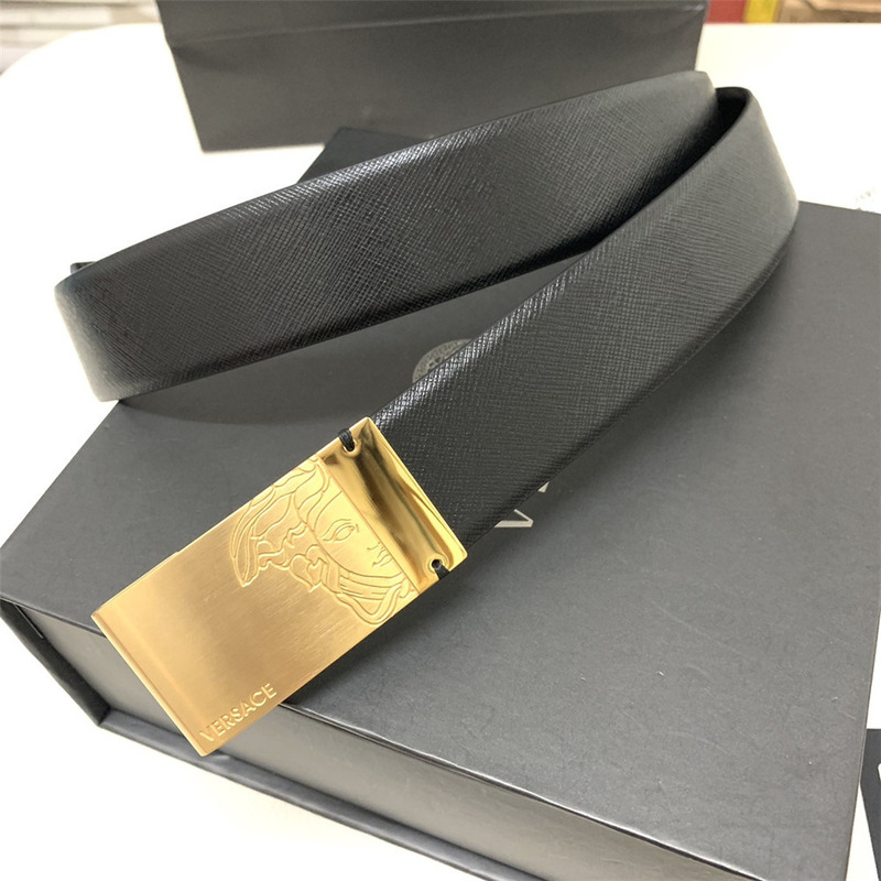 Versace 35MM Black Leather Belt (Men)