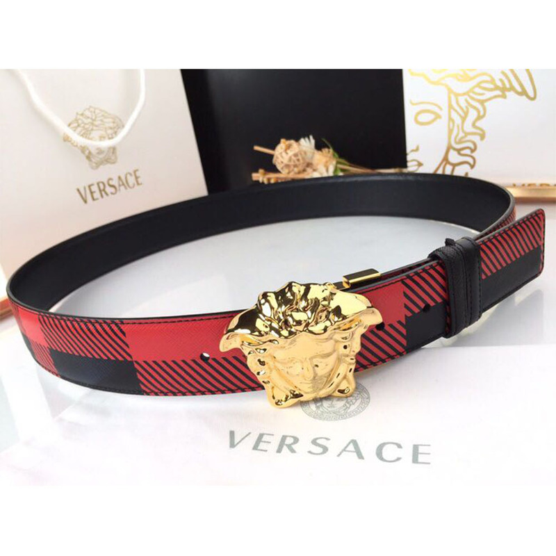 Versace Medusa Reversible Gold Buckle Leather Belt