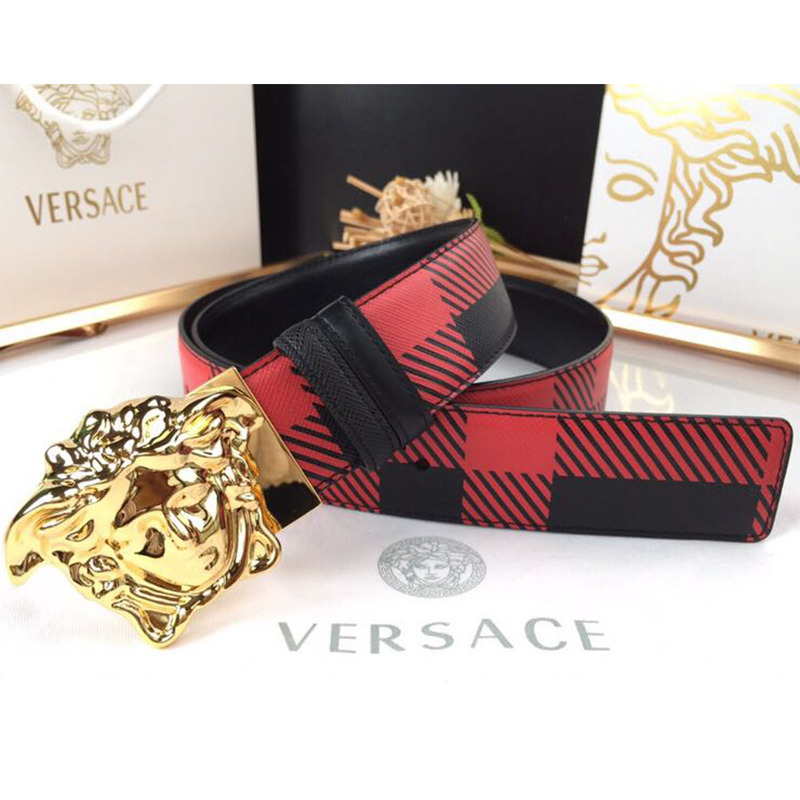 Versace Medusa Reversible Gold Buckle Leather Belt