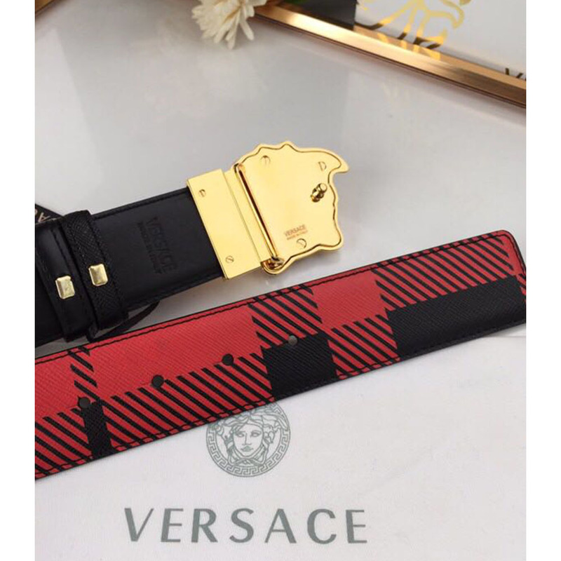 Versace Medusa Reversible Gold Buckle Leather Belt