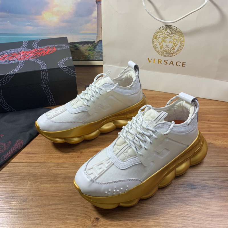 Versace White & Gold Chain Reaction Sneakers