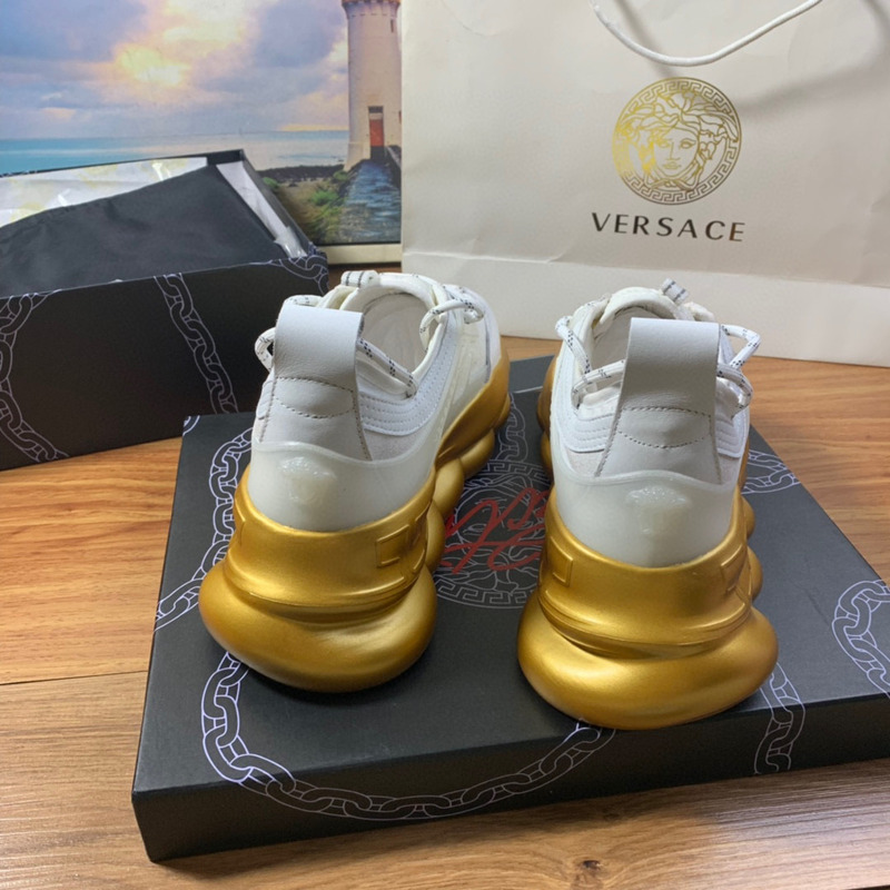 Versace White & Gold Chain Reaction Sneakers