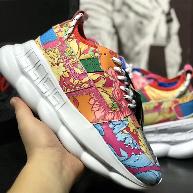 Versace Drops Baroque Print Chain Reaction Sneakers