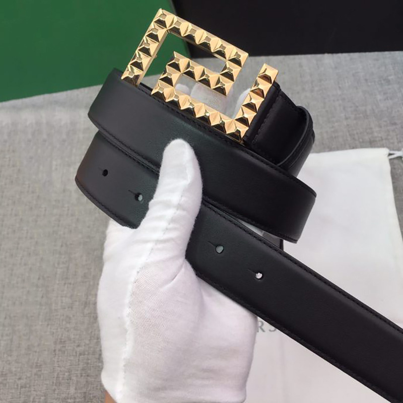 Versace  Leather Belt with Square G Buckle