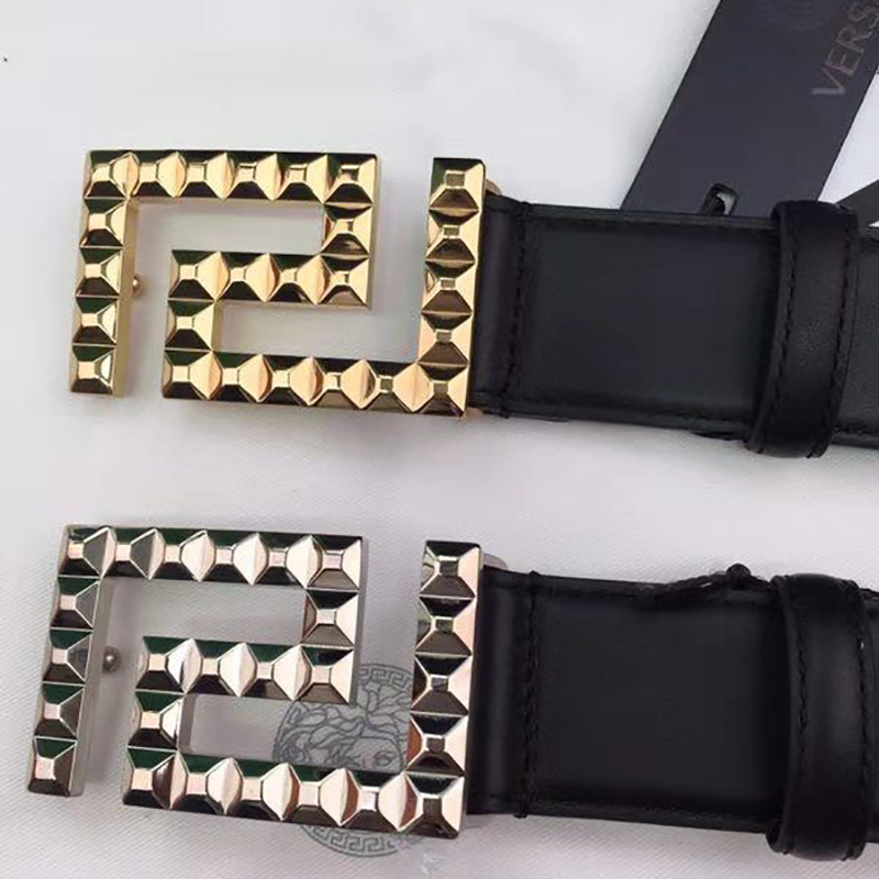 Versace  Leather Belt with Square G Buckle