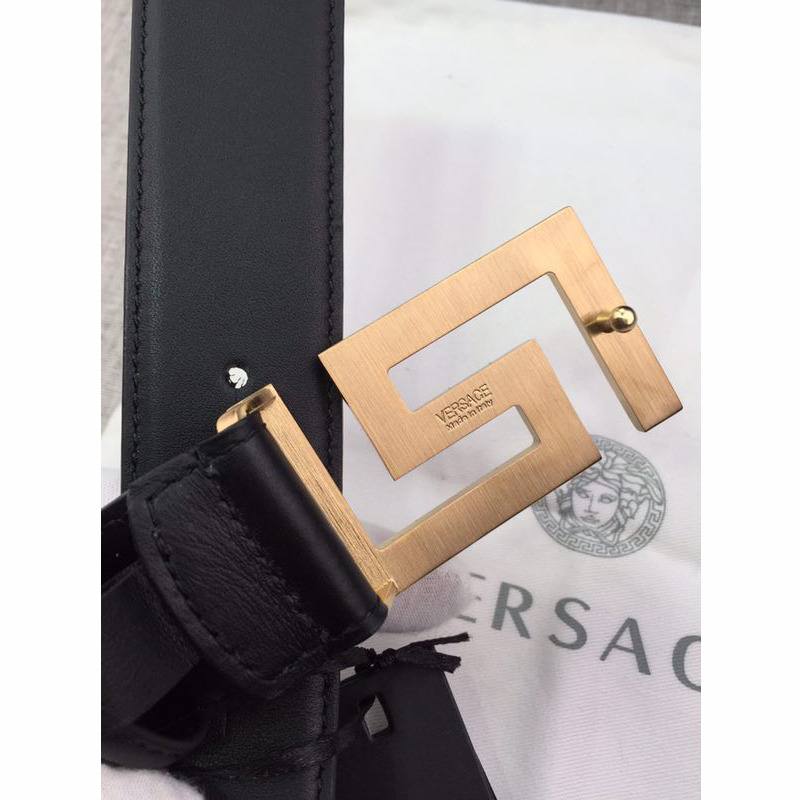 Versace  Leather Belt with Square G Buckle