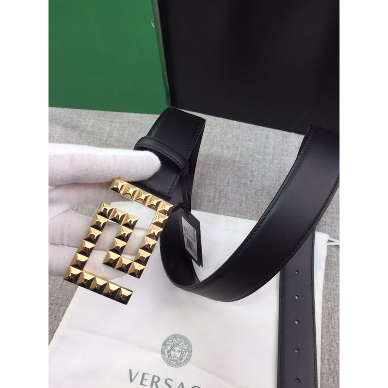 Versace  Leather Belt with Square G Buckle