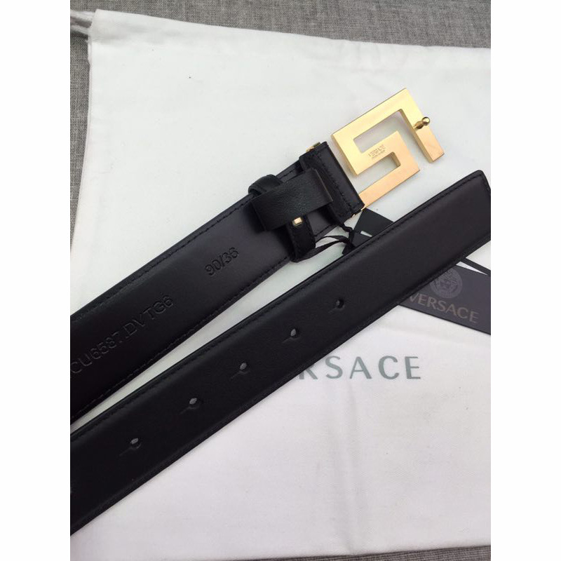 Versace  Leather Belt with Square G Buckle