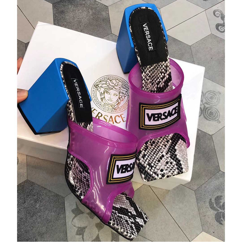 90S VINTAGE LOGO MID HEEL SANDALS(PURPLE)