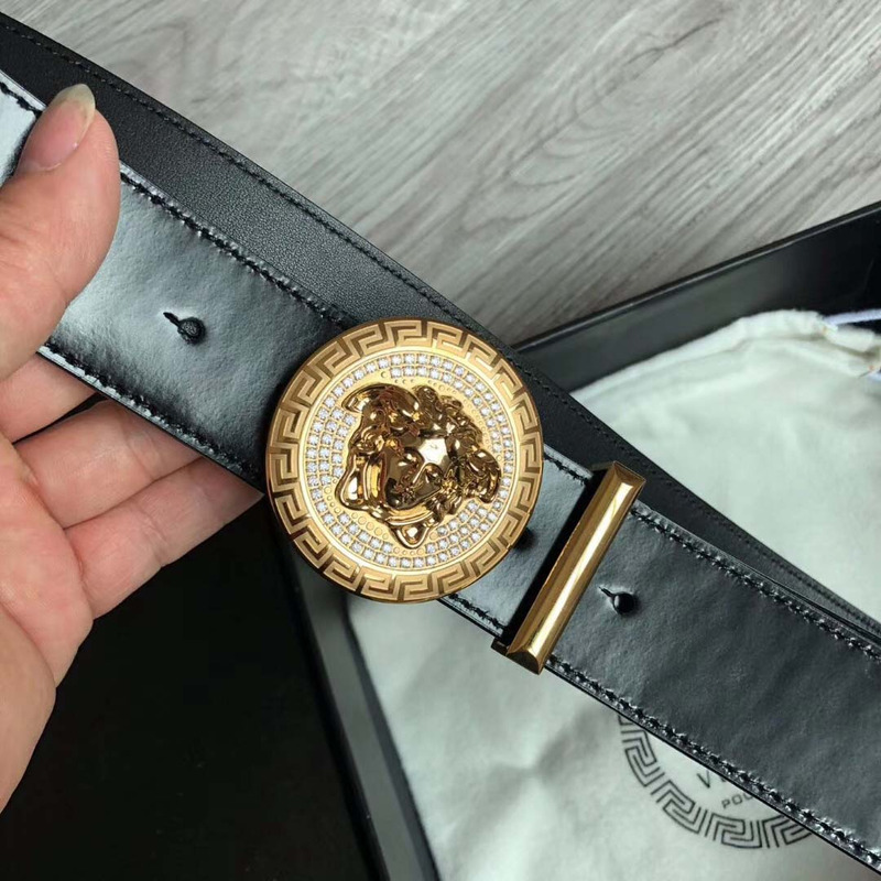 Versace Crystal Medusa Head Leather Belt