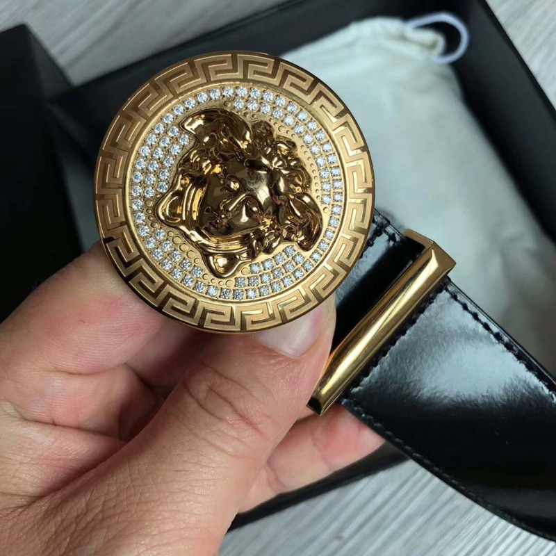 Versace Crystal Medusa Head Leather Belt